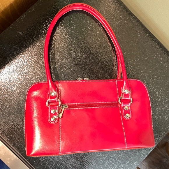 Vera Pelle Made in Italy Candy Apple Red Genuine Leather Purse Handbag - Picture 3 of 16